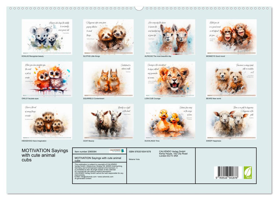 MOTIVATION Sayings with cute animal cubs (CALVENDO Premium-Calendar 2026)
