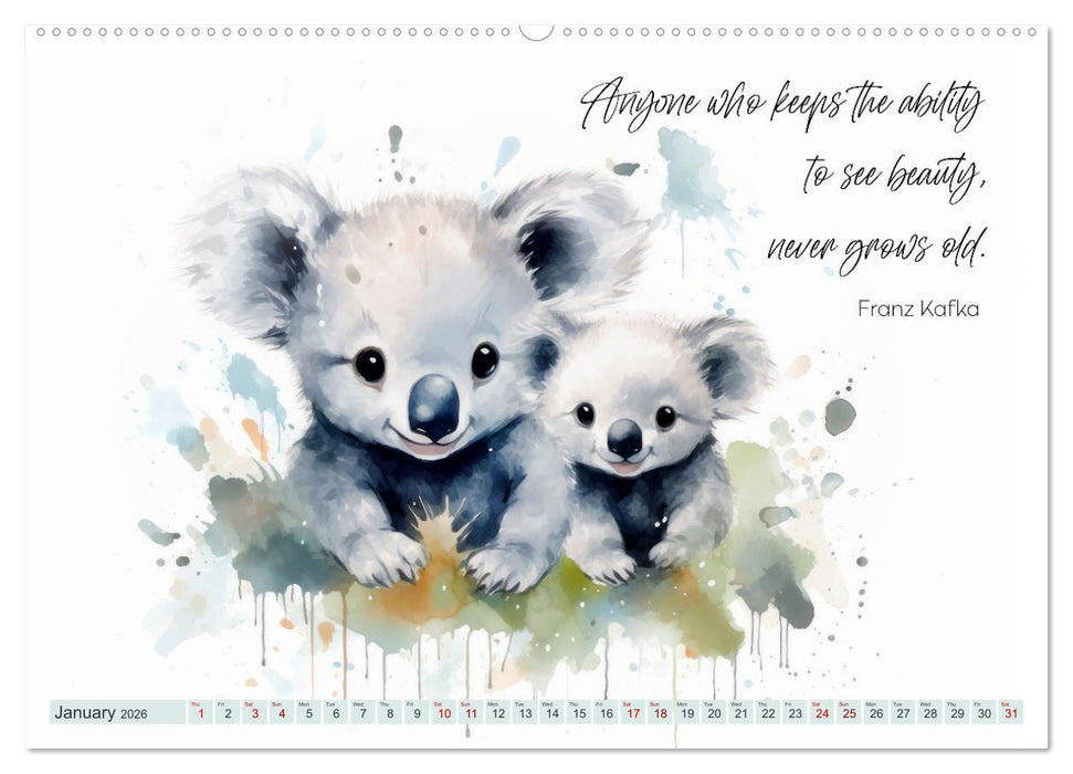 MOTIVATION Sayings with cute animal cubs (CALVENDO Premium-Calendar 2026)