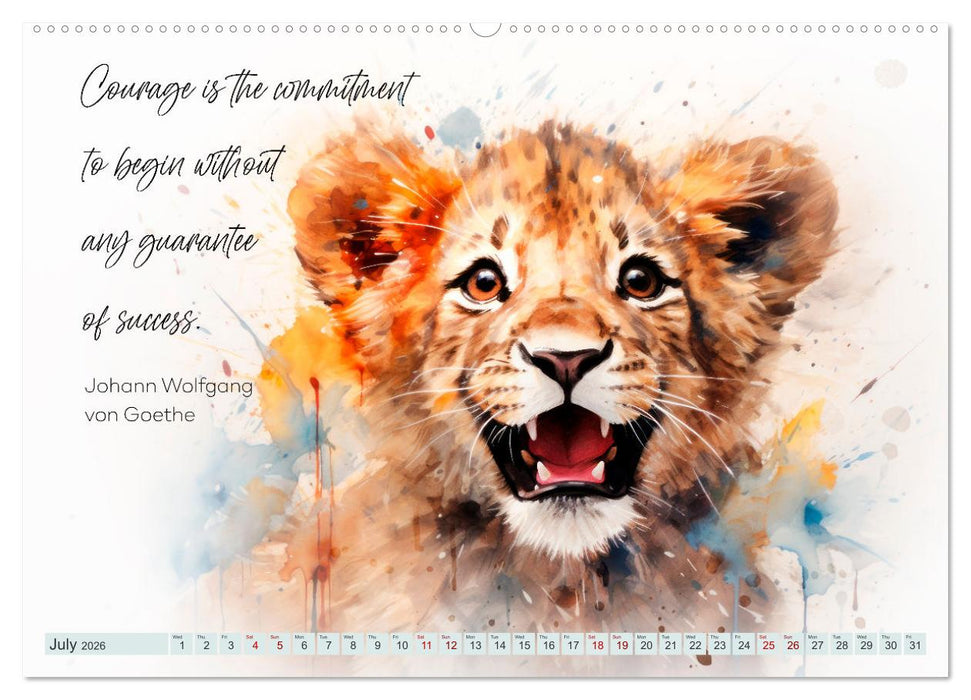 MOTIVATION Sayings with cute animal cubs (CALVENDO Premium-Calendar 2026)
