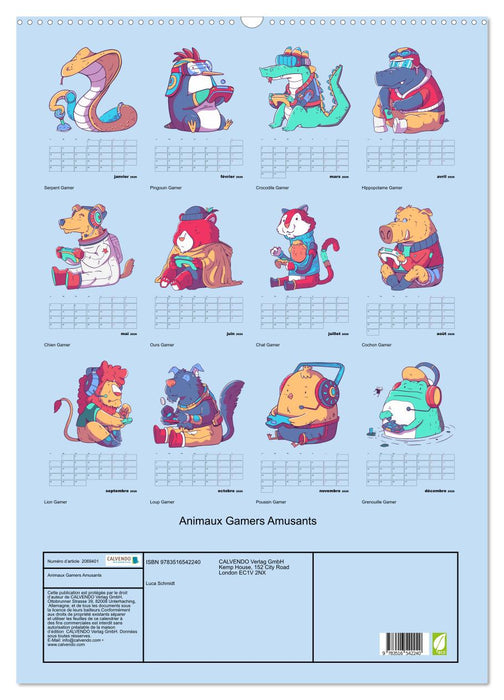 Animaux Gamers Amusants (CALVENDO Calendrier mensuel 2026)