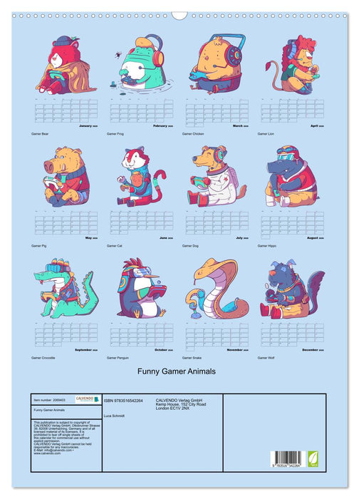 Funny Gamer Animals (CALVENDO Monthly Calendar 2026)