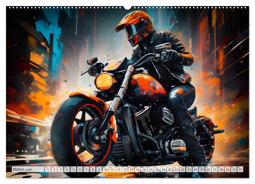 DYNAMIC STREET SCENES AI-generated motorbikes (CALVENDO Premium-Calendar 2026)