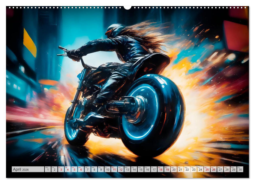 DYNAMIC STREET SCENES AI-generated motorbikes (CALVENDO Premium-Calendar 2026)