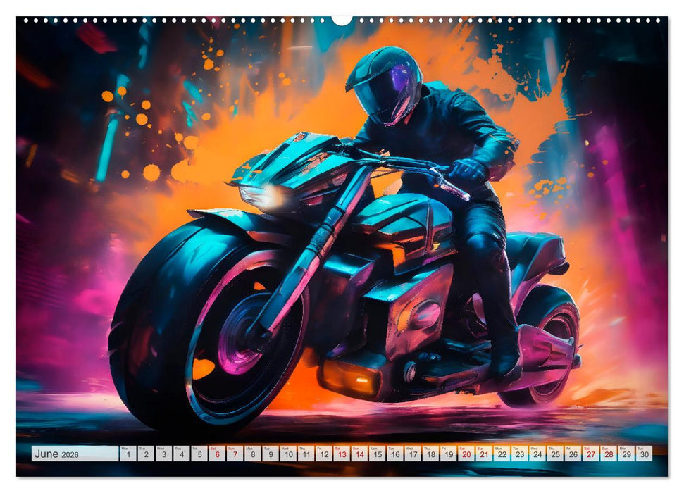 DYNAMIC STREET SCENES AI-generated motorbikes (CALVENDO Premium-Calendar 2026)