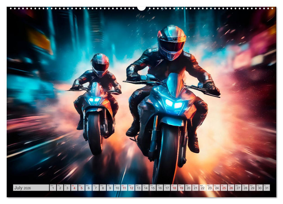 DYNAMIC STREET SCENES AI-generated motorbikes (CALVENDO Premium-Calendar 2026)