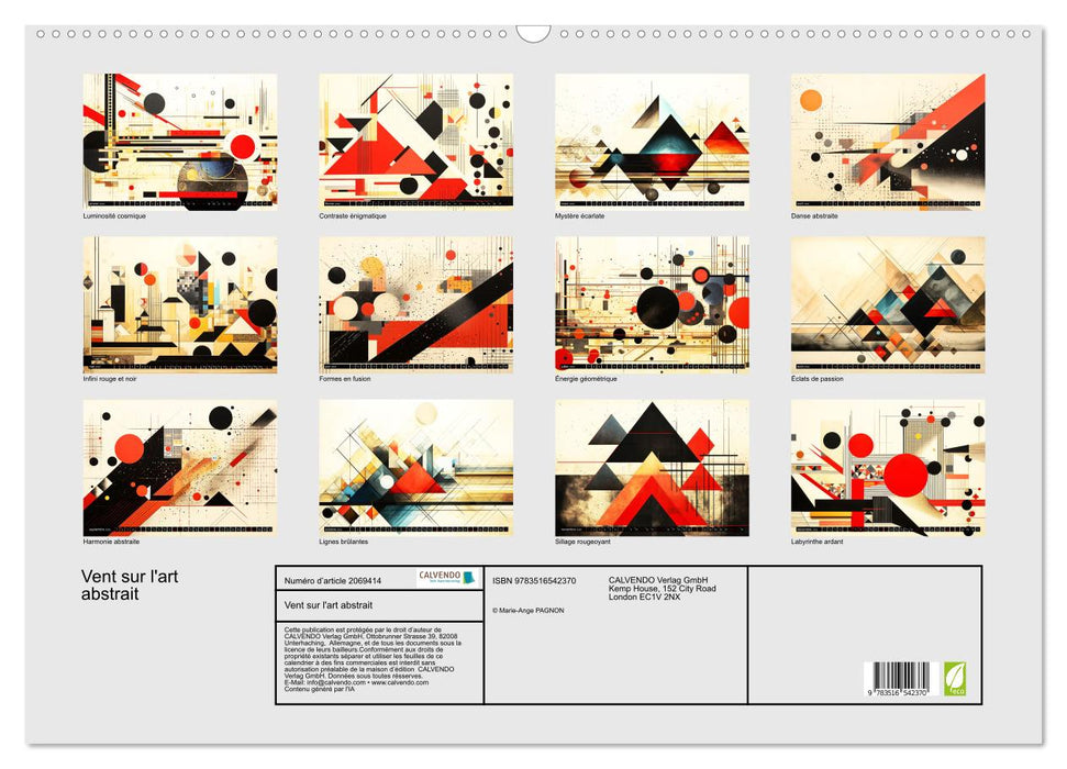 Vent sur l'art abstrait (CALVENDO Calendrier mensuel 2026)
