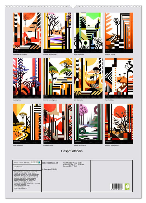 L'esprit africain (CALVENDO Calendrier mensuel 2026)