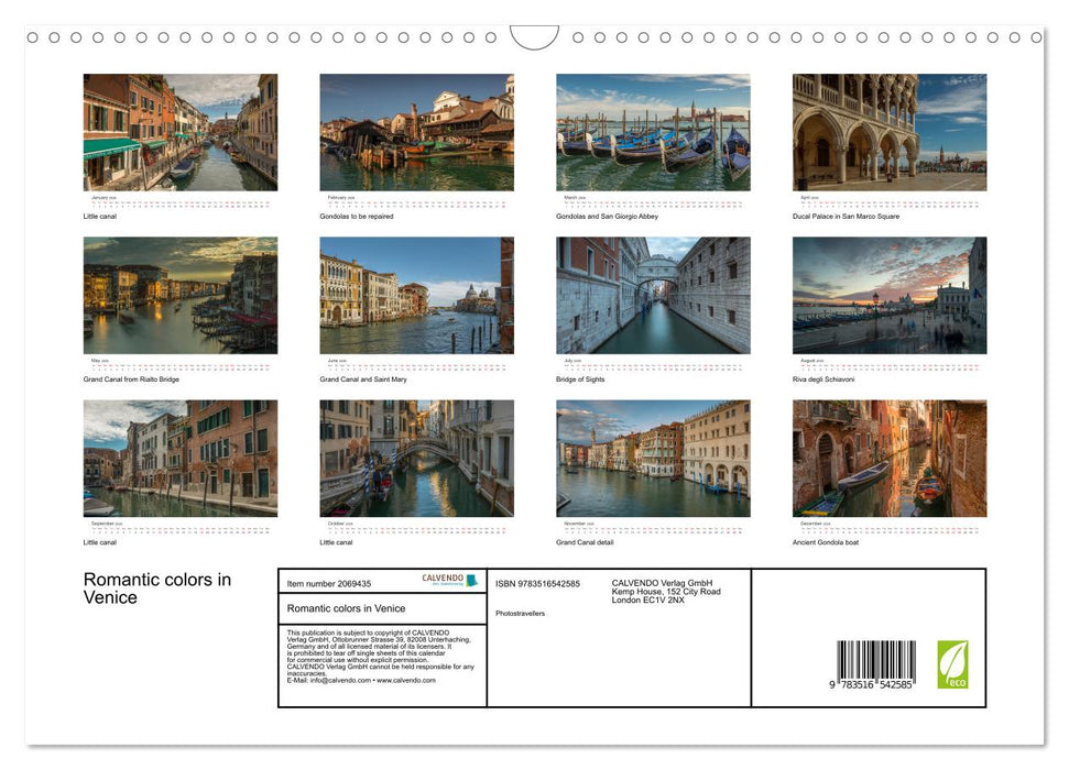 Romantic colors in Venice (CALVENDO Monthly Calendar 2026)