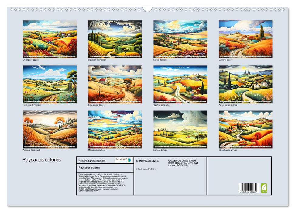 Paysages colorés (CALVENDO Calendrier mensuel 2026)