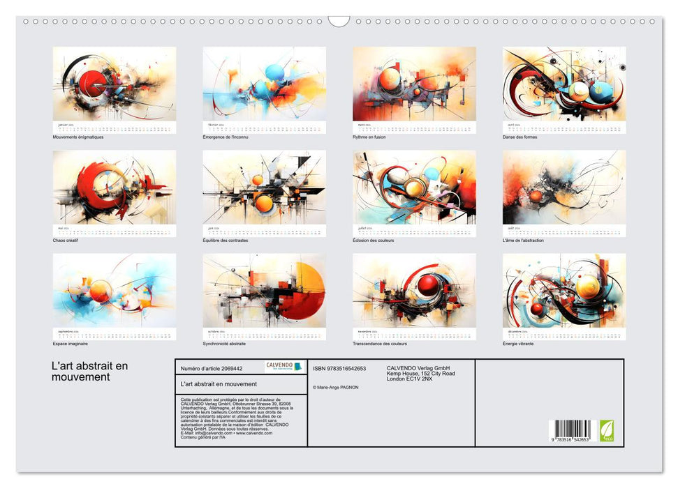 L'art abstrait en mouvement (CALVENDO Calendrier mensuel 2026)