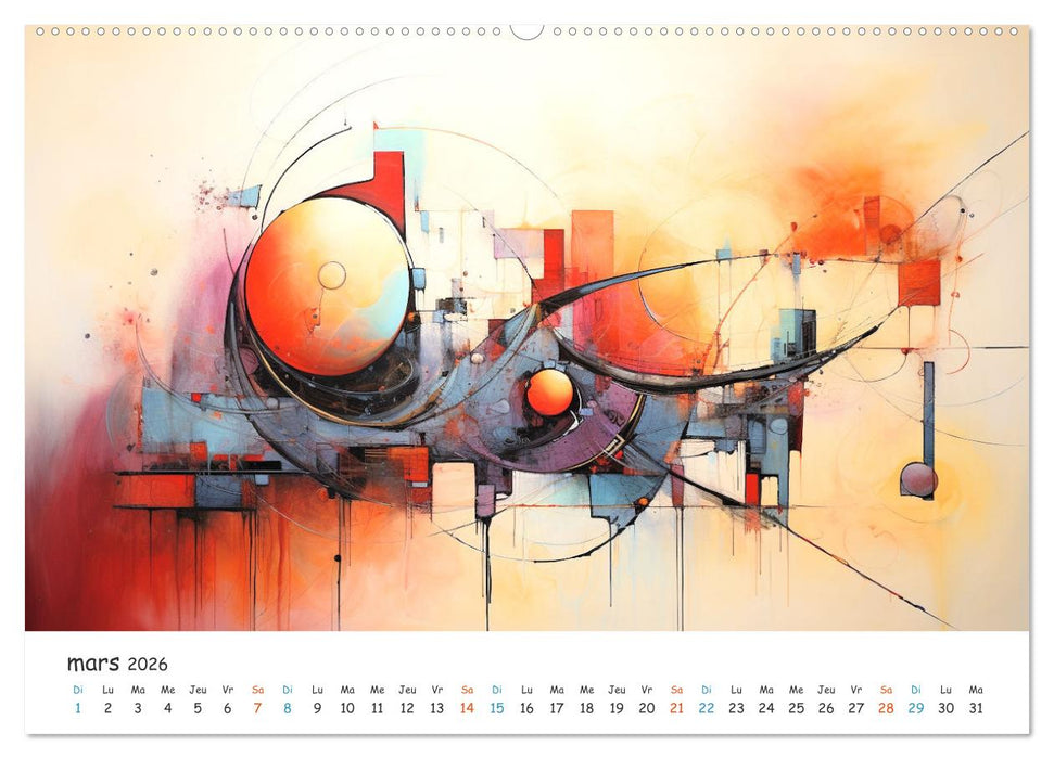 L'art abstrait en mouvement (CALVENDO Calendrier mensuel 2026)