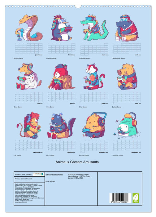 Animaux Gamers Amusants (CALVENDO Calendrier supérieur 2026)