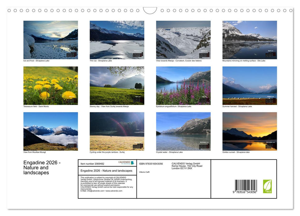 Engadine 2026 - Nature and landscapes (CALVENDO Monthly Calendar 2026)