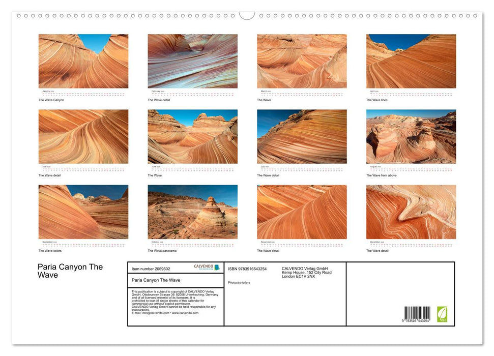 Paria Canyon The Wave (CALVENDO Monthly Calendar 2026)