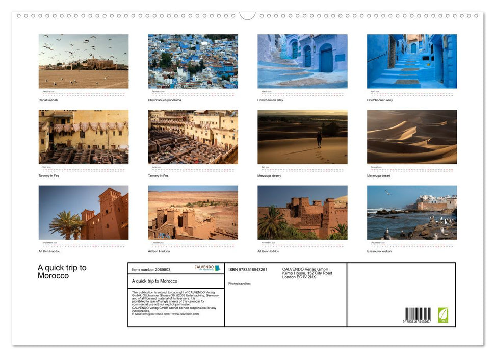 A quick trip to Morocco (CALVENDO Monthly Calendar 2026)
