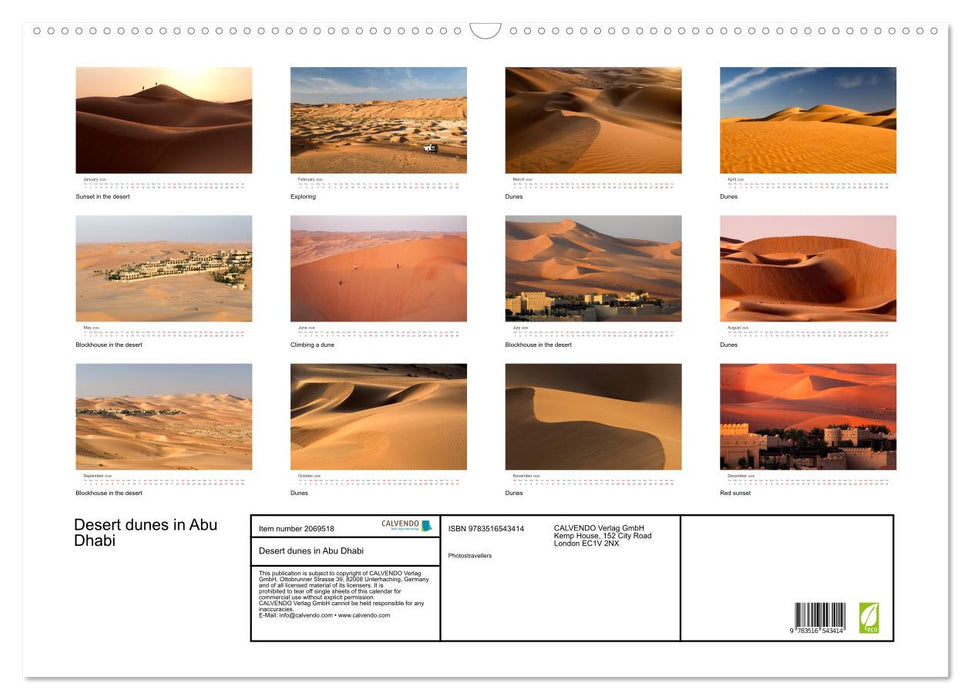 Desert dunes in Abu Dhabi (CALVENDO Monthly Calendar 2026)