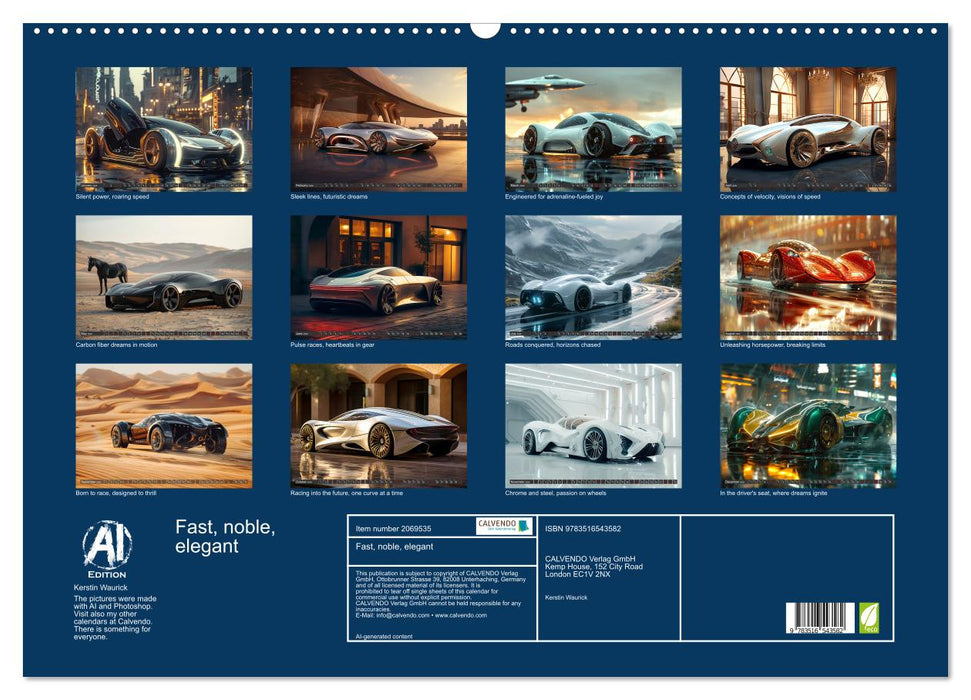 Fast, noble, elegant (CALVENDO Monthly Calendar 2026)