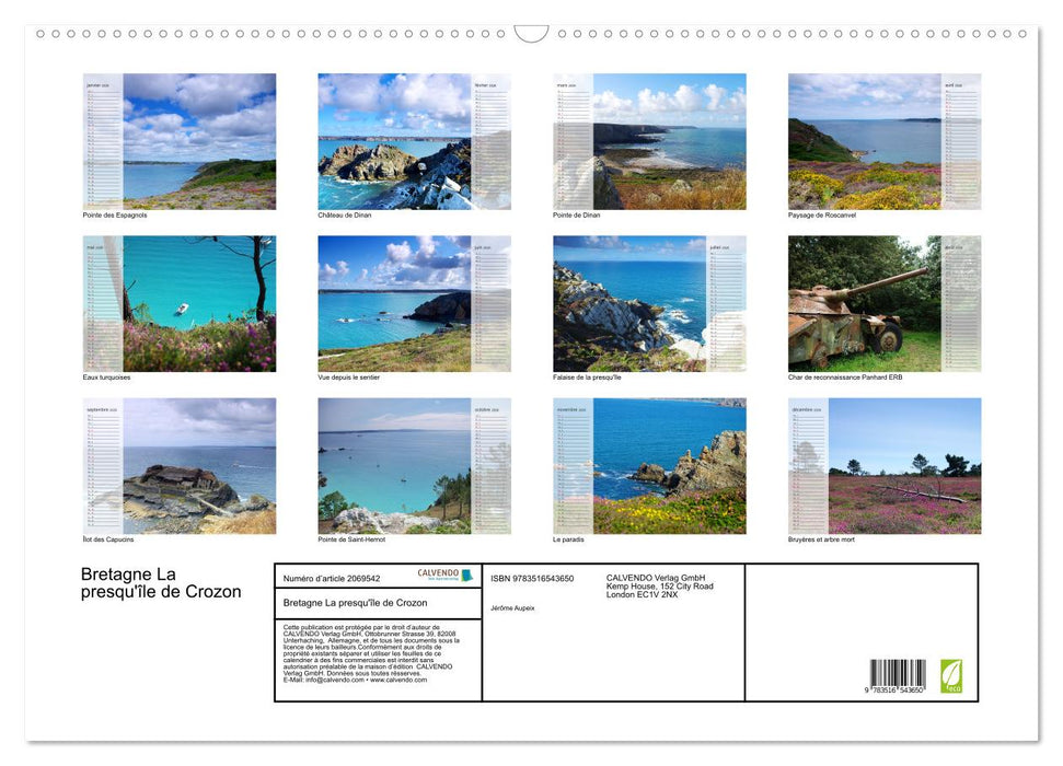 Bretagne La presqu'île de Crozon (CALVENDO Calendrier mensuel 2026)
