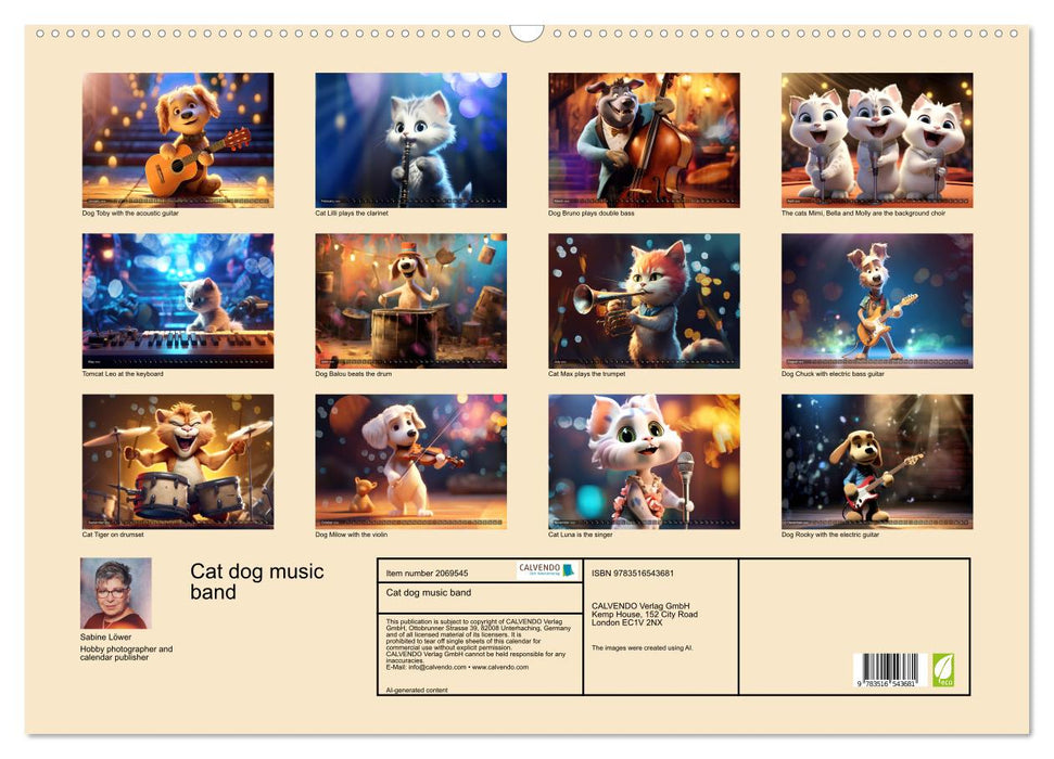 Cat dog music band (CALVENDO Monthly Calendar 2026)