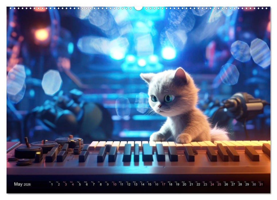 Cat dog music band (CALVENDO Monthly Calendar 2026)