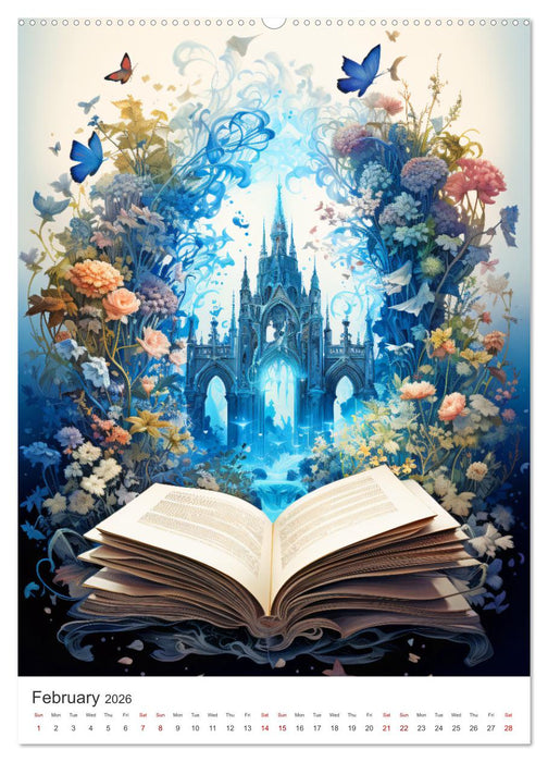 Magic pages - Discover the magic of books (CALVENDO Monthly Calendar 2026)