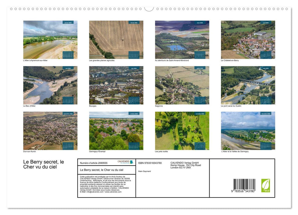 Le Berry secret, le Cher vu du ciel (CALVENDO Calendrier supérieur 2026)