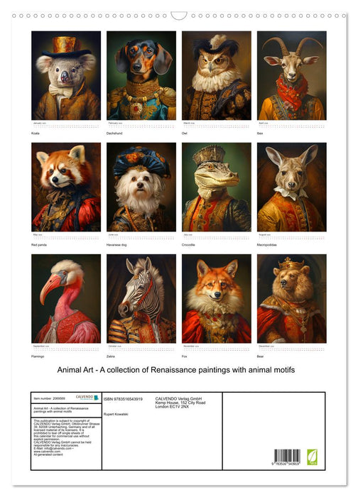 Animal Art - A collection of Renaissance paintings with animal motifs (CALVENDO Monthly Calendar 2026)
