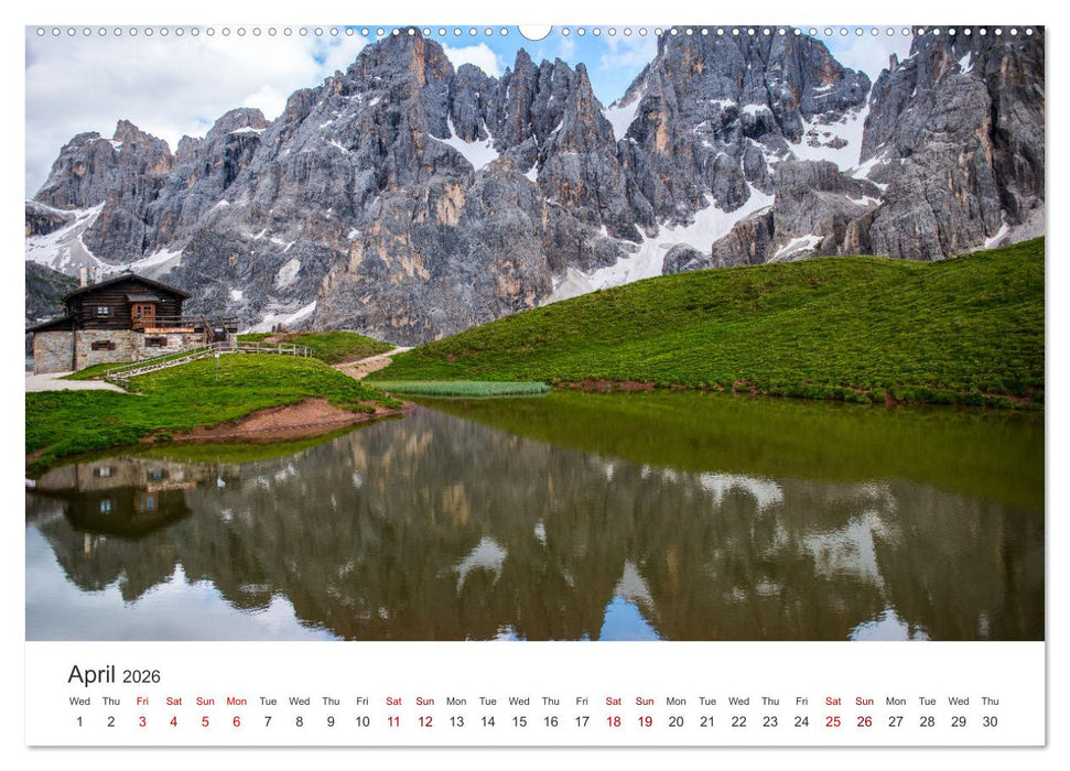 Alpine lakes on the Dolomites (CALVENDO Monthly Calendar 2026)