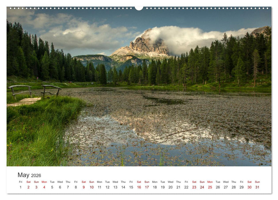 Alpine lakes on the Dolomites (CALVENDO Monthly Calendar 2026)