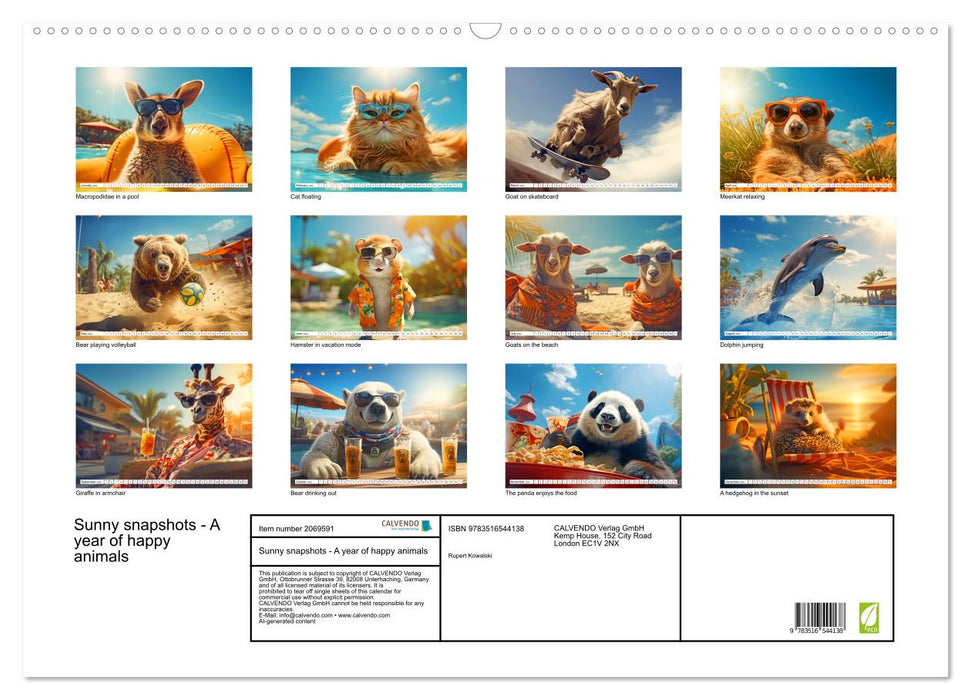 Sunny snapshots - A year of happy animals (CALVENDO Monthly Calendar 2026)
