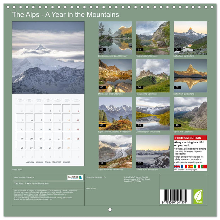 The Alps - A Year in the Mountains (CALVENDO Monthly Calendar 2026)