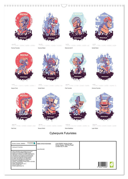 Cyberpunk Futuristes (CALVENDO Calendrier mensuel 2026)