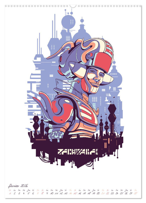 Cyberpunk Futuristes (CALVENDO Calendrier mensuel 2026)