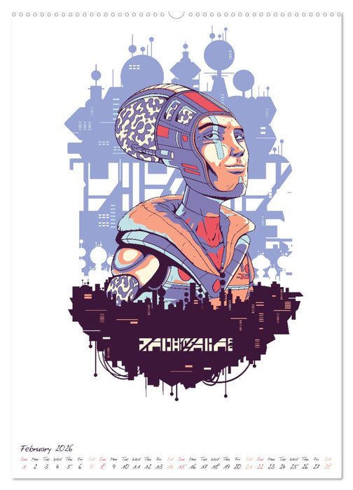 Cyberpunk Futuristic City (CALVENDO Monthly Calendar 2026)