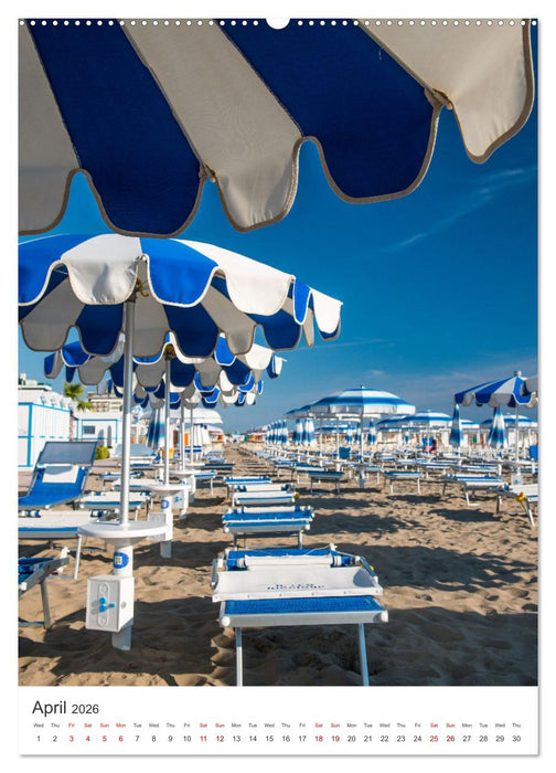Rimini beach Umbrellas and cabins (CALVENDO Premium-Calendar 2026)
