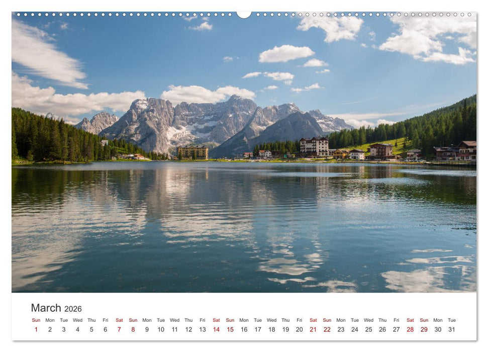 Alpine lakes on the Dolomites (CALVENDO Premium-Calendar 2026)