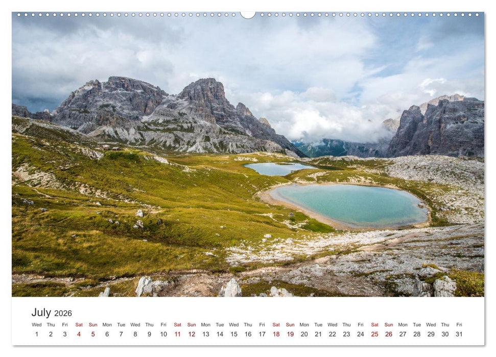 Alpine lakes on the Dolomites (CALVENDO Premium-Calendar 2026)