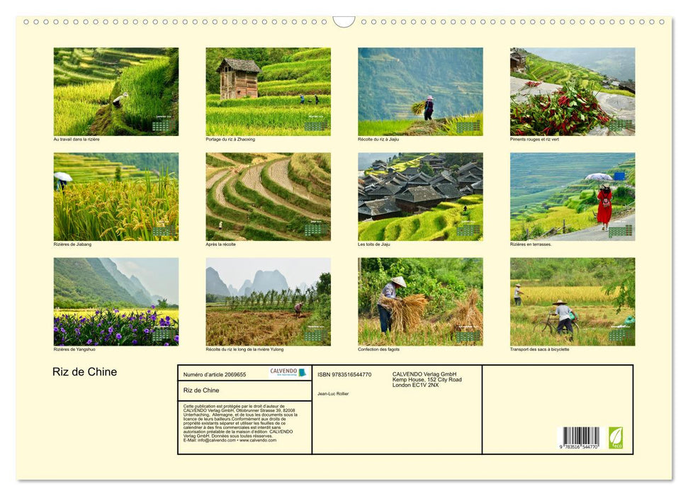Riz de Chine (CALVENDO Calendrier mensuel 2026)