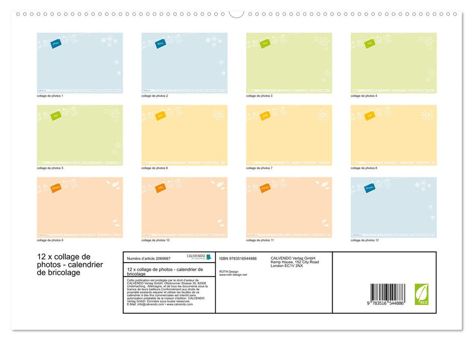 12 x collage de photos - calendrier de bricolage (CALVENDO Calendrier supérieur 2026)