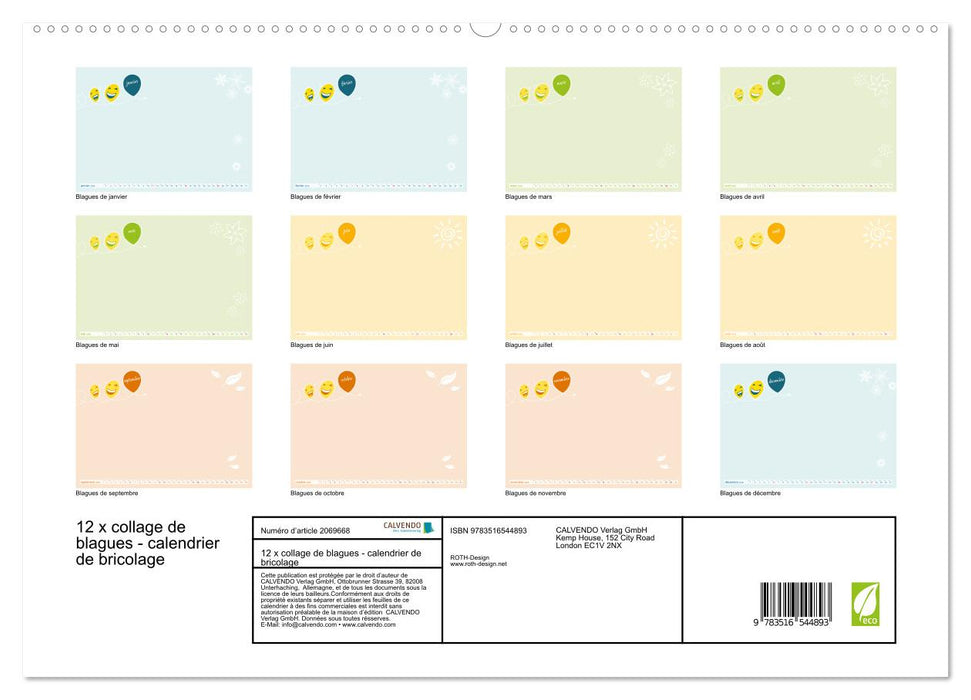 12 x collage de blagues - calendrier de bricolage (CALVENDO Calendrier supérieur 2026)