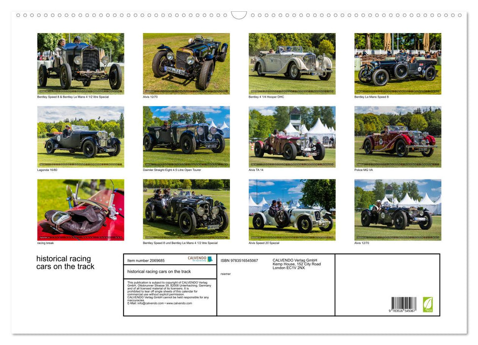 historical racing cars on the track (CALVENDO Monthly Calendar 2026)