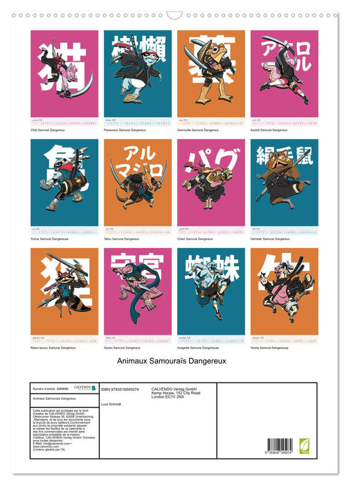 Animaux Samouraïs Dangereux (CALVENDO Calendrier mensuel 2026)