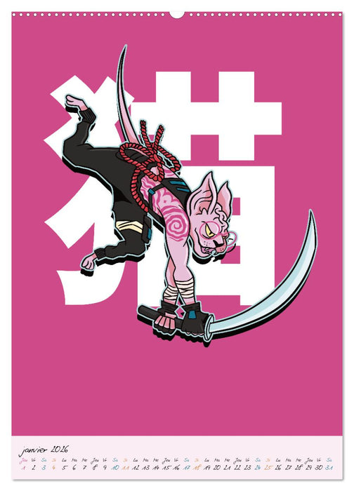 Animaux Samouraïs Dangereux (CALVENDO Calendrier mensuel 2026)