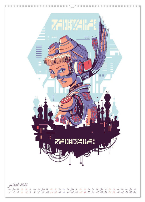 Cyberpunk Futuristes (CALVENDO Calendrier supérieur 2026)