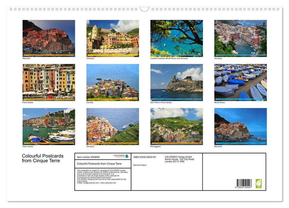 Colourful Postcards from Cinque Terre (CALVENDO Monthly Calendar 2026)