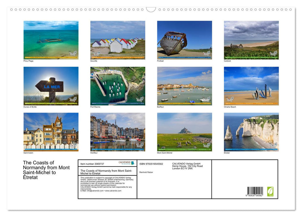 The Coasts of Normandy from Mont Saint-Michel to Étretat (CALVENDO Monthly Calendar 2026)