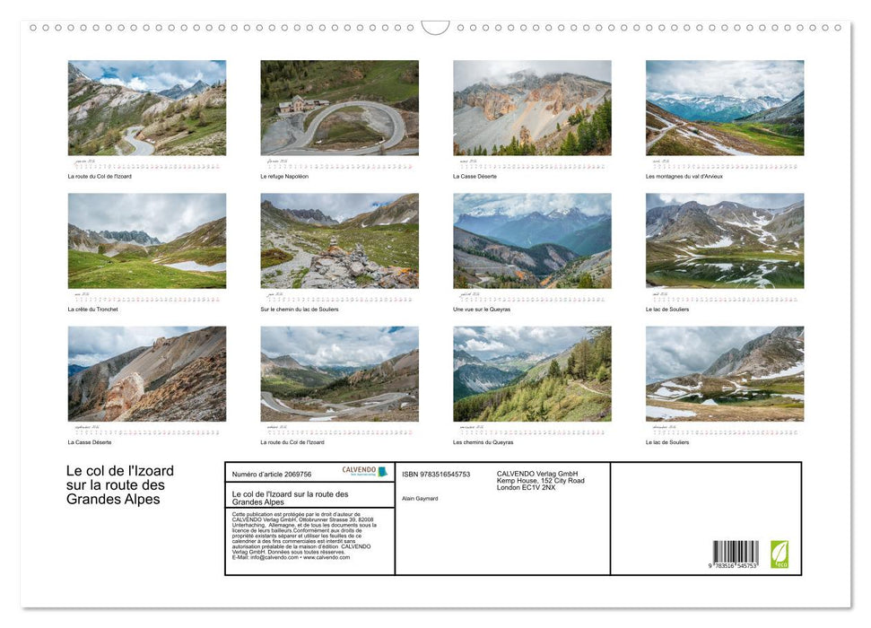 Le col de l'Izoard sur la route des Grandes Alpes (CALVENDO Calendrier mensuel 2026)