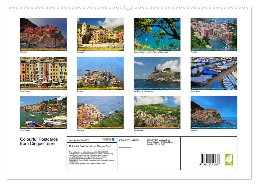 Colourful Postcards from Cinque Terre (CALVENDO Premium-Calendar 2026)