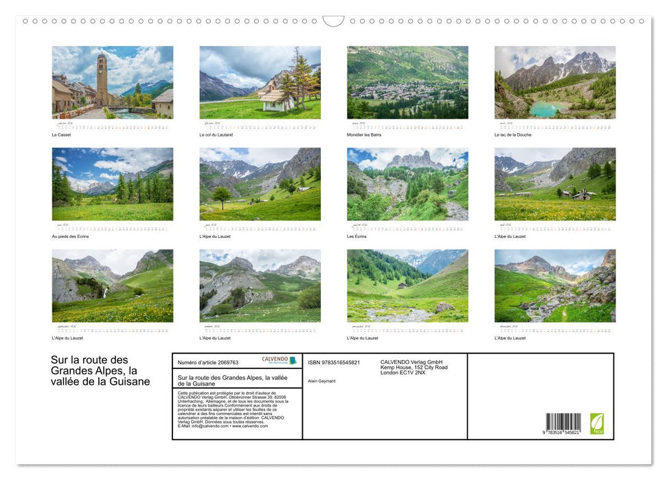 Sur la route des Grandes Alpes, la vallée de la Guisane (CALVENDO Calendrier mensuel 2026)