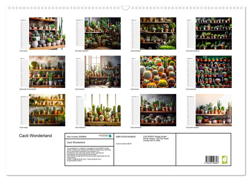 Cacti Wonderland (CALVENDO Monthly Calendar 2026)